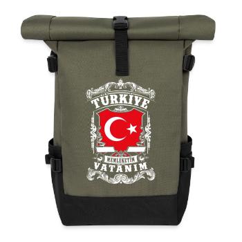 Türkiye -Turkey - Türkei - Roll Top Backpack - olive/black - Front