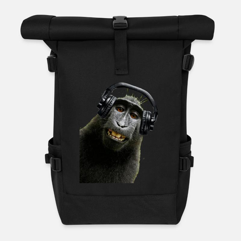 Tshirt musique de singe by customstyle - Sac à dos roll top - noir