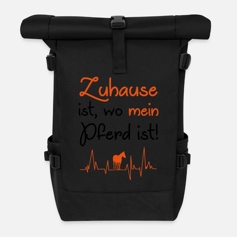 Zuhause ist wo mein Pferd ist - Rolltop Rucksack - Schwarz