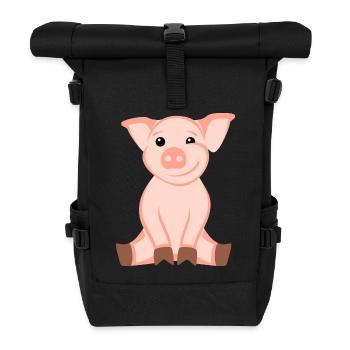 Schwein - Rolltop Rucksack - Schwarz - Vorne