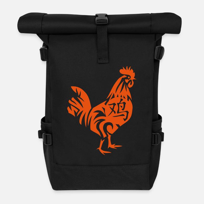 Hahn chinesische Sternzeichen Hahn 2 - Rolltop Rucksack - Schwarz