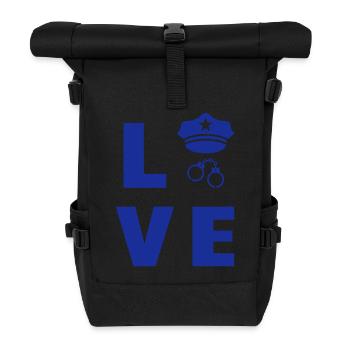 Polizei / Polizist / Police / Sicherheit - Rolltop Rucksack - Schwarz - Vorne