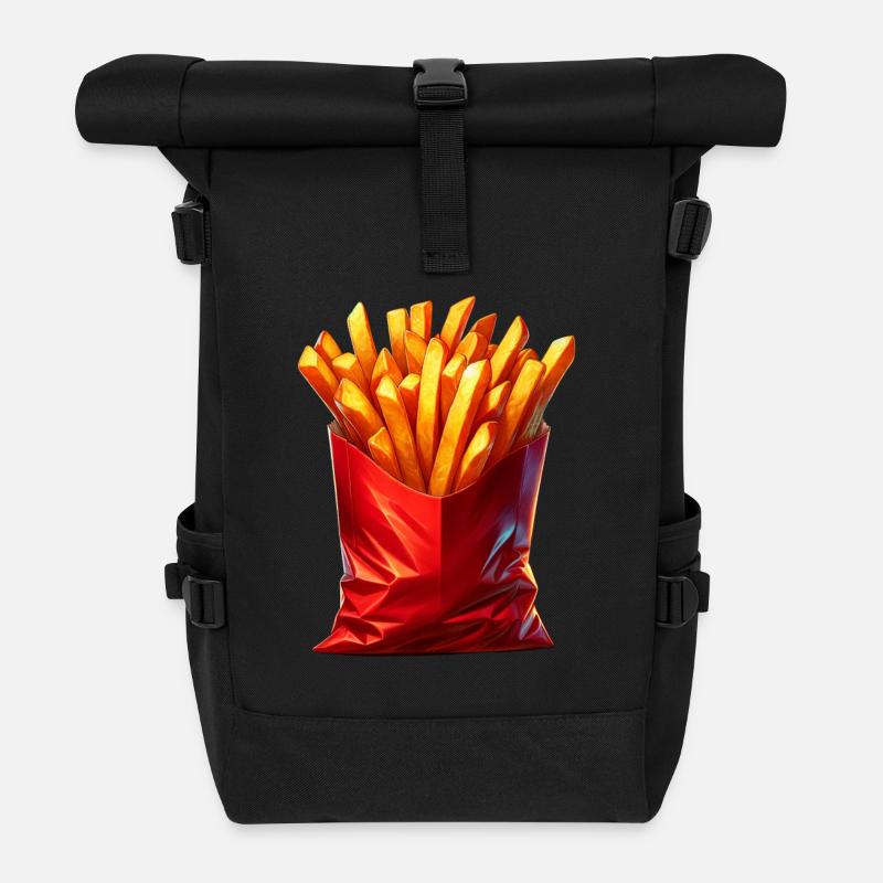 Pommes Fritten - Rolltop Rucksack - Schwarz