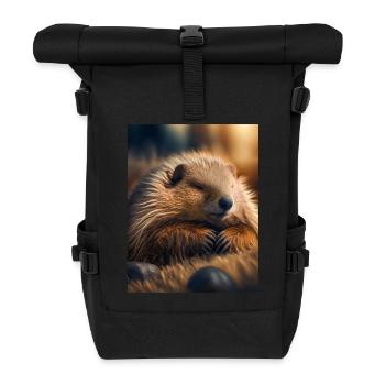 Animaux mignons en hibernation – marmotte - Sac à dos roll top - noir - Devant