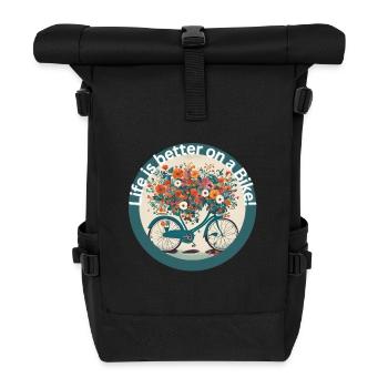 Life is better on a Bike - Roll Top Backpack - black - Front