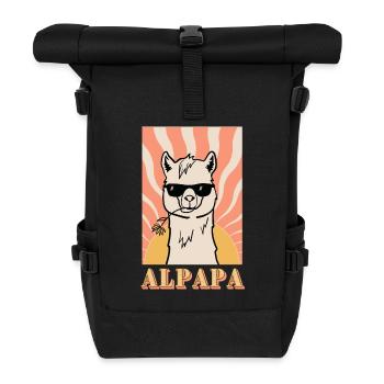 Alpapa - Cool retro alpaca with sunglasses - Roll Top Backpack - black - Front