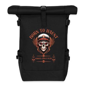 "Born to Haunt." - Rolltop Rucksack - Schwarz - Vorne
