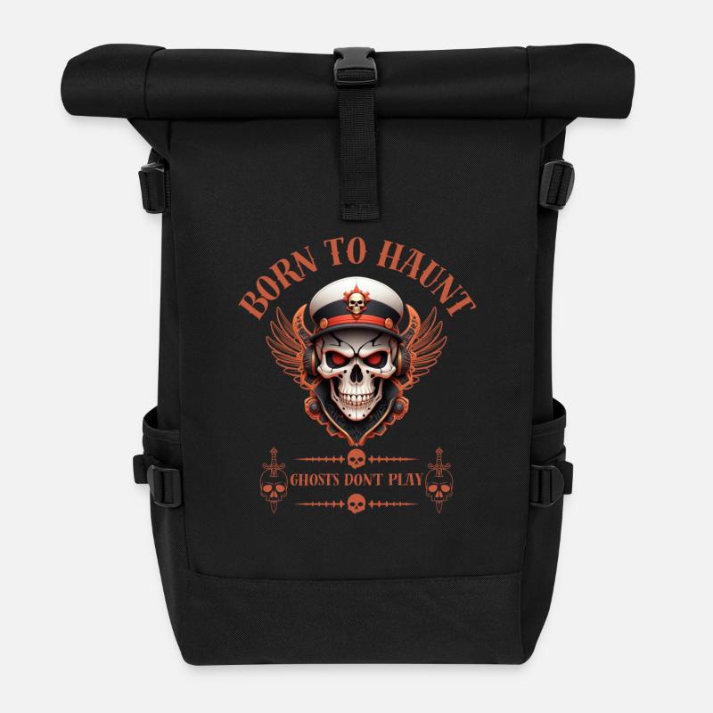 « Né pour hanter. » - Sac à dos roll top - noir