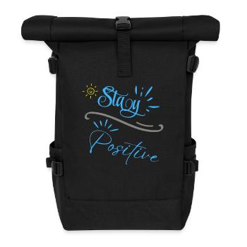 « Restez positif » - Sac à dos roll top - noir - Devant