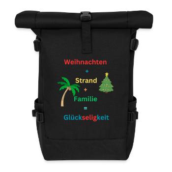 Weihnachten Strand Familie, Lustiges Weihnachten - Rolltop Rucksack - Schwarz - Vorne