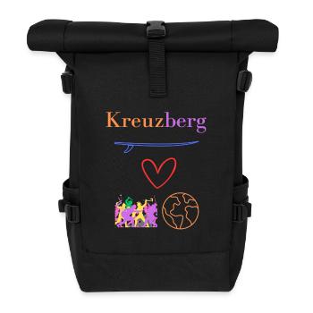 Kreuzberg 36, Kiez - Boof - Hood, Berlin Kreuzberg - Rolltop Rucksack - Schwarz - Vorne