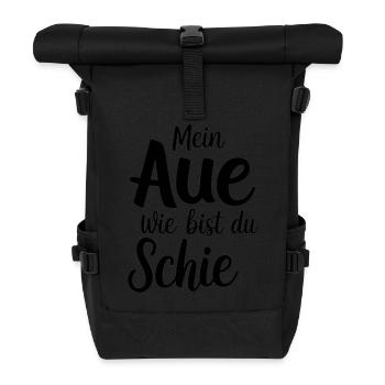 Mein Aue wie bist du schie - Erzgebirge Geschenke - Rolltop Rucksack - Schwarz - Vorne