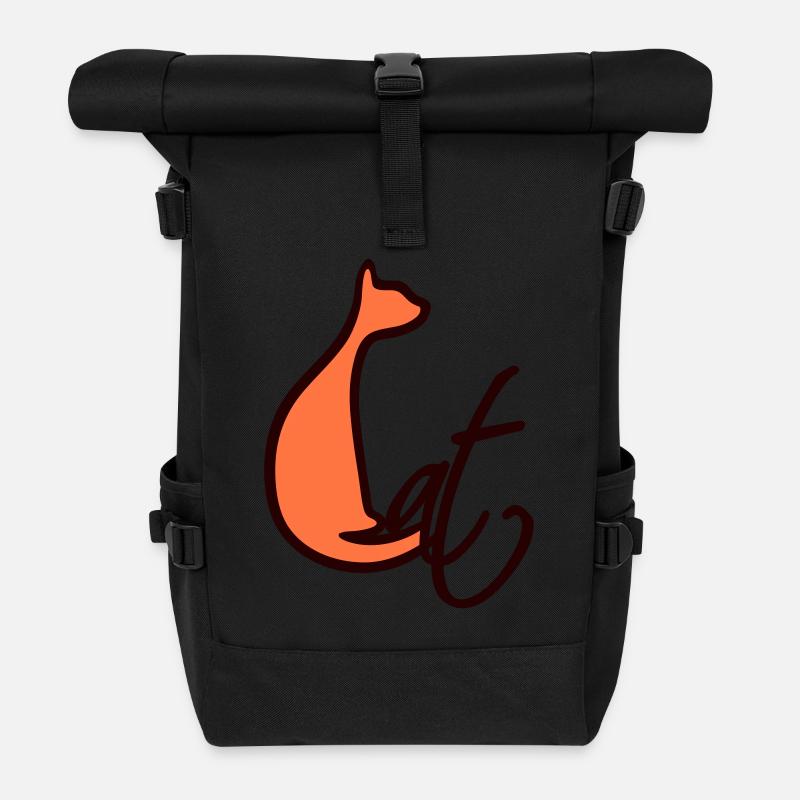 Sitzende Katze Hübsche Silhouette Cat Text Umriss - Rolltop Rucksack - Schwarz
