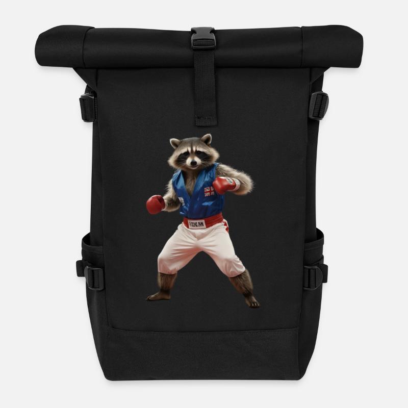 Sport-Waschbär - Rolltop Rucksack - Schwarz