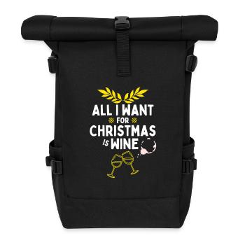 Cozy Wine Christmas Design - Roll Top Backpack - black - Front