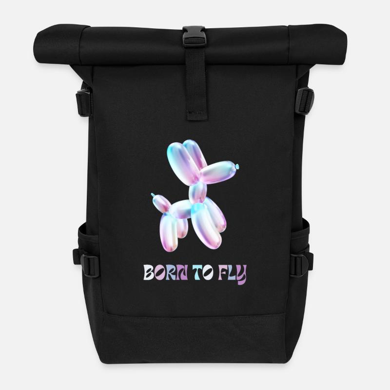 Ballon dog Born to fly - Rolltop Rucksack - Schwarz