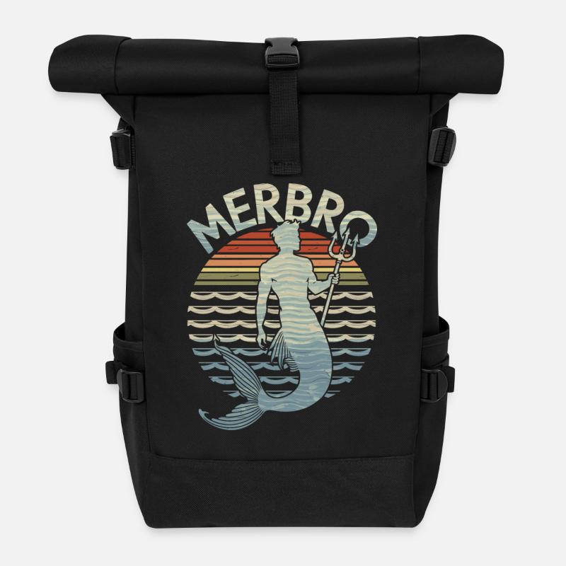 Merbro - Leben wie ein Wassermann - Rolltop Rucksack - Schwarz