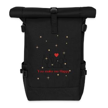 You make me Happy - Roll Top Backpack - black - Front