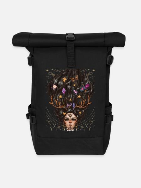 witch tshirt - Roll Top Backpack - black