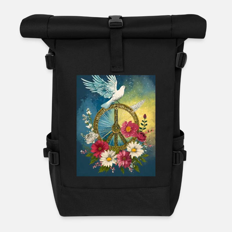 Frieden - Rolltop Rucksack - Schwarz