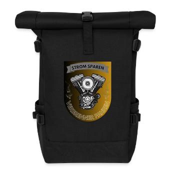 STROM SPAREN Verbrenner fahren - Rolltop Rucksack - Schwarz - Vorne
