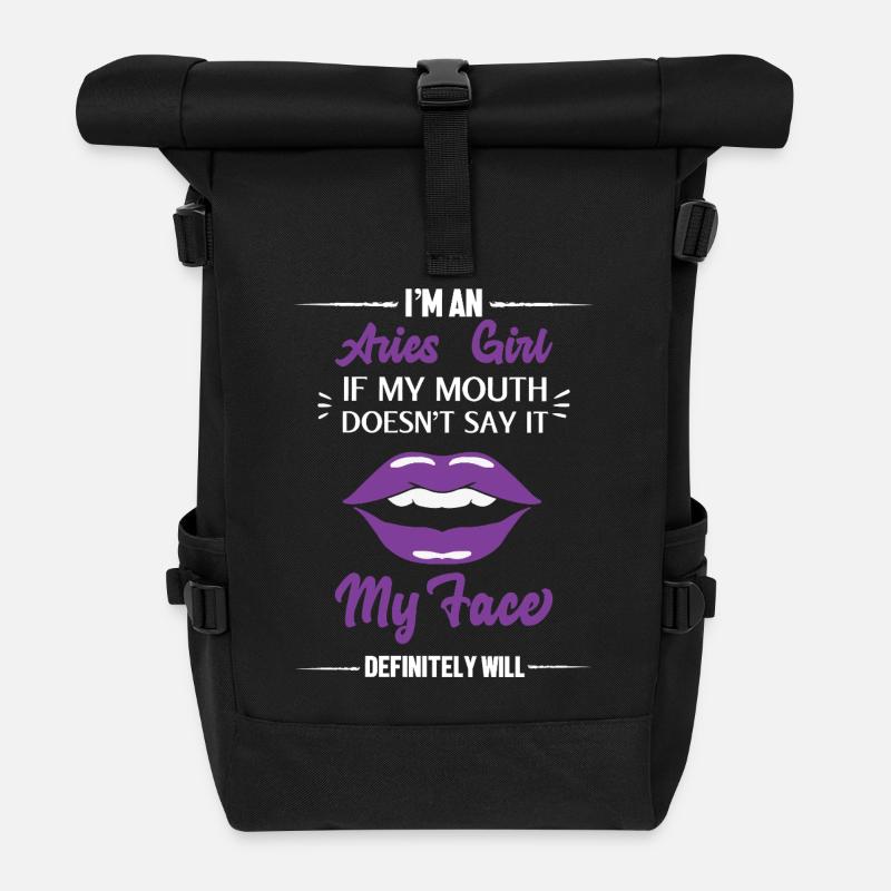 Sternzeichen Widder - Rolltop Rucksack - Schwarz