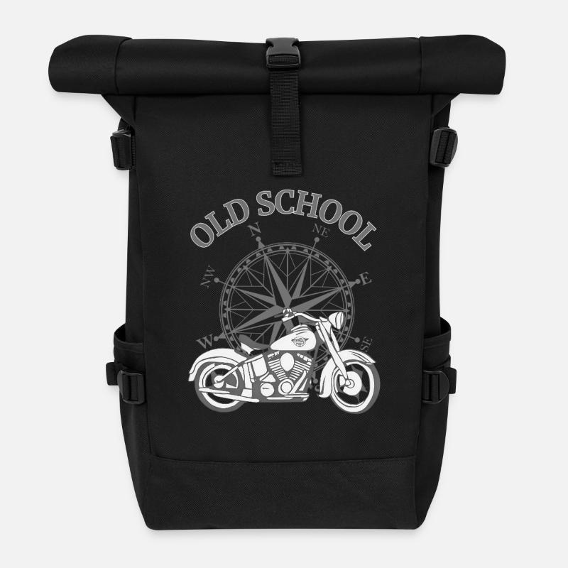 Vélo avec Old School - Sac à dos roll top - noir