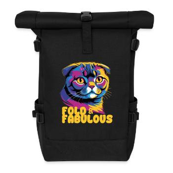 Fold & Fabulous — Scottish Fold Cat Design - Sac à dos roll top - noir - Devant