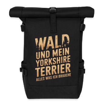 Wald und mein Yorkshire Terrier - Rolltop Rucksack - Schwarz - Vorne
