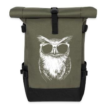 Eule Sonnenbrille Sommer - Rolltop Rucksack - Olive/Schwarz - Vorne