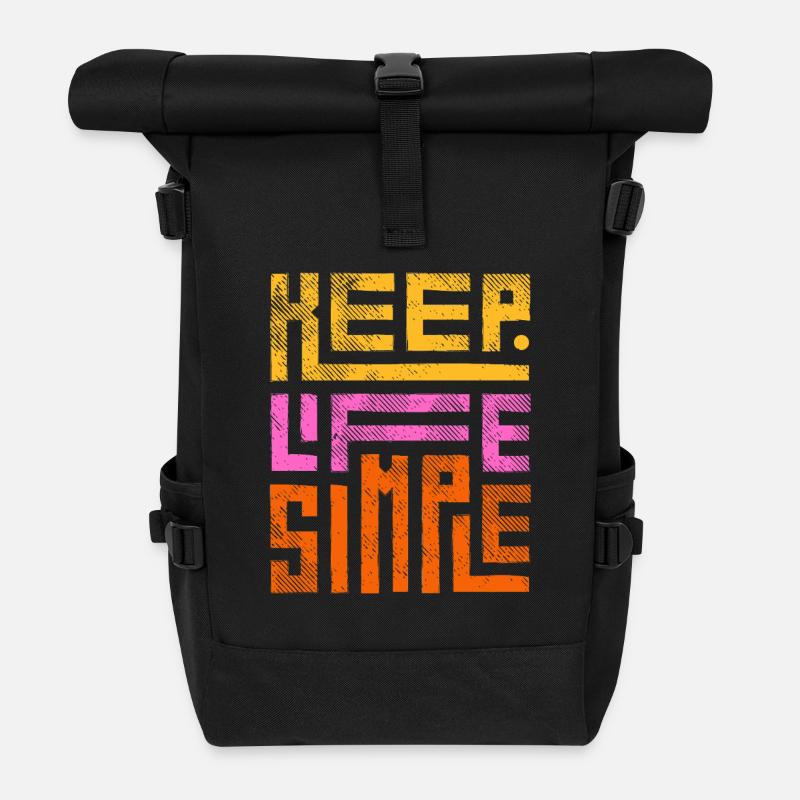 Keep Life Simple - Roll Top Backpack - black