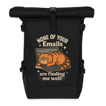 Cat on Laptop Email Saying - Roll Top Backpack - black - Front