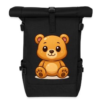 Teddybär - Rolltop Rucksack - Schwarz - Vorne