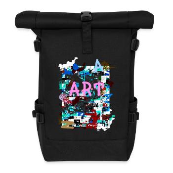 Muster ,Pop Art , Art,Collage, kunst,zeitung, typo - Rolltop Rucksack - Schwarz - Vorne