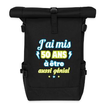 50 ans génial cadeau anniversaire 50 ans - Sac à dos roll top - noir - Devant