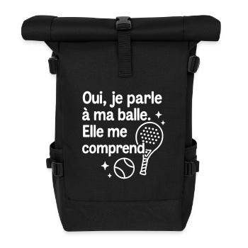 Je parle à ma balle de padel padeliste padéliste - Sac à dos roll top - noir - Devant