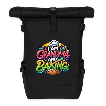 Ich bin Oma und backe gerne - Rolltop Rucksack - Schwarz - Vorne
