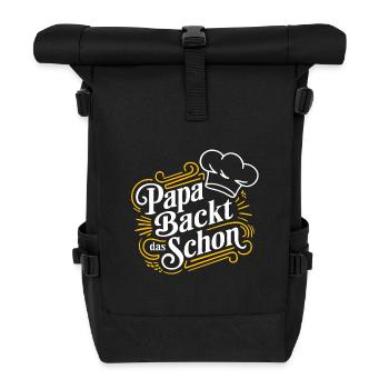 Papa backt das schon - unser backender Papa - Rolltop Rucksack - Schwarz - Vorne