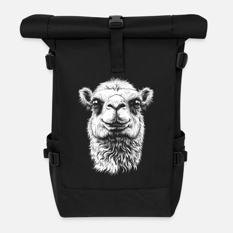 Chameau Portrait Dromadaire Animaux de Bactriane - Sac à dos roll top - noir