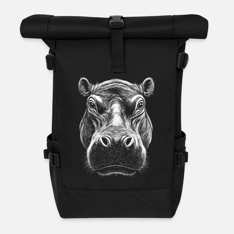 Nilpferd Portrait Flusspferd Wildtier Tier - Rolltop Rucksack - Schwarz