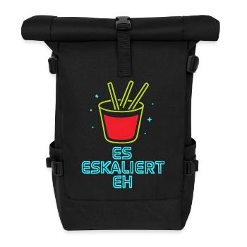 Party Spruch Es Eskaliert Eh Mallorca Urlaub JGA - Rolltop Rucksack - Schwarz - Vorne