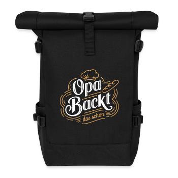 Opa backt das schon - unser backender Opa - Rolltop Rucksack - Schwarz - Vorne