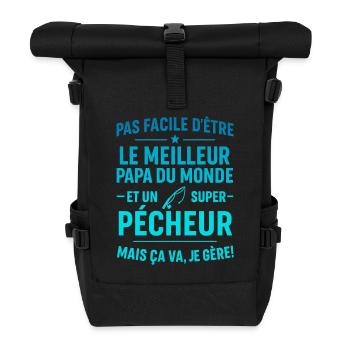 Super Papa Pêcheur pêche cadeau fête des père - Sac à dos roll top - noir - Devant