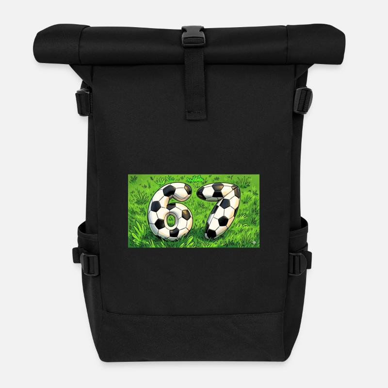 Six Seven Fußball Design - Rolltop Rucksack - Schwarz