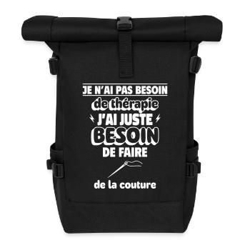 Pas besoin de thérapie, juste de la couture - Sac à dos roll top - noir - Devant