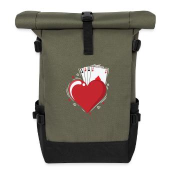 Cartes Skat Heart Ace Poker Cartes de jeu - Sac à dos roll top - olive/noir - Devant