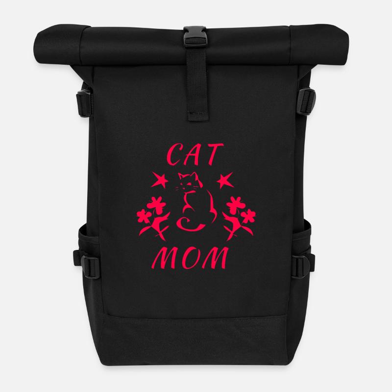Cat Mom - Rolltop Rucksack - Schwarz