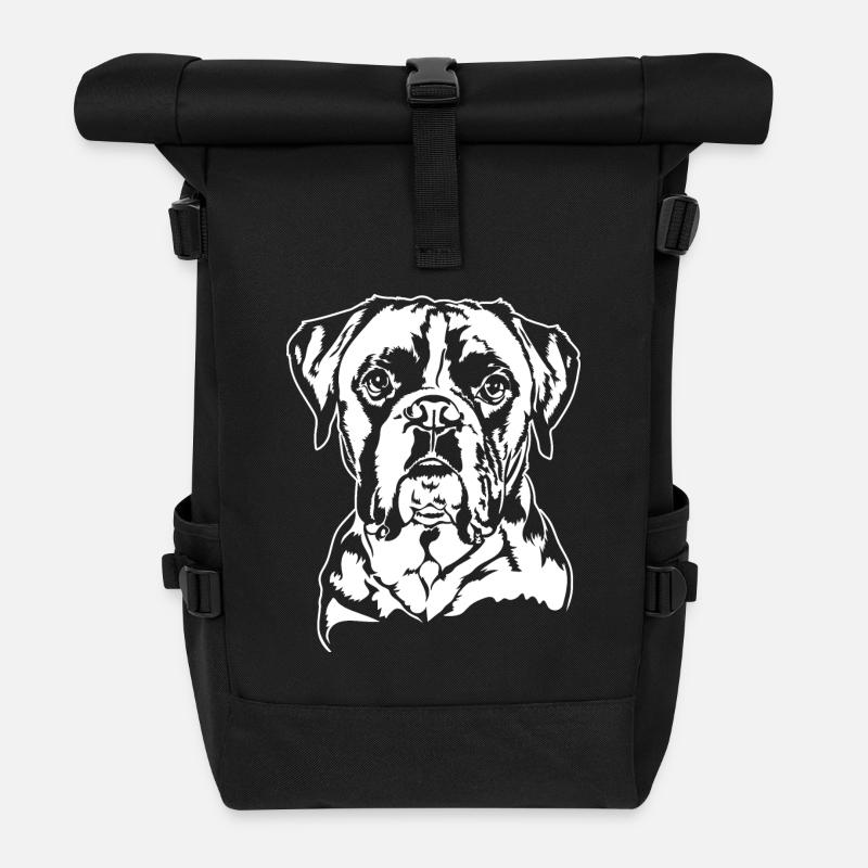 Deutscher BOXER Hunde Portrait Wilsigns - Rolltop Rucksack - Schwarz