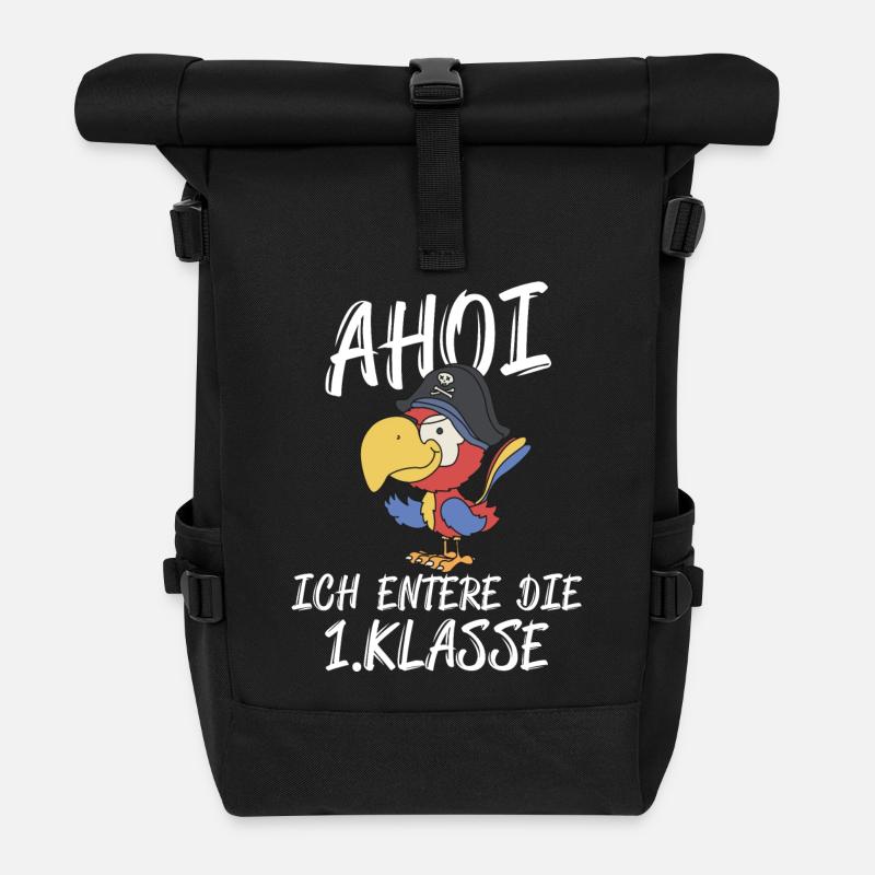 Papagei Schulanfänger - Rolltop Rucksack - Schwarz