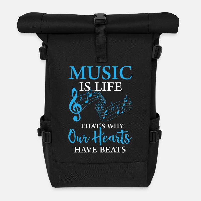 La musique est la vie - Sac à dos roll top - noir